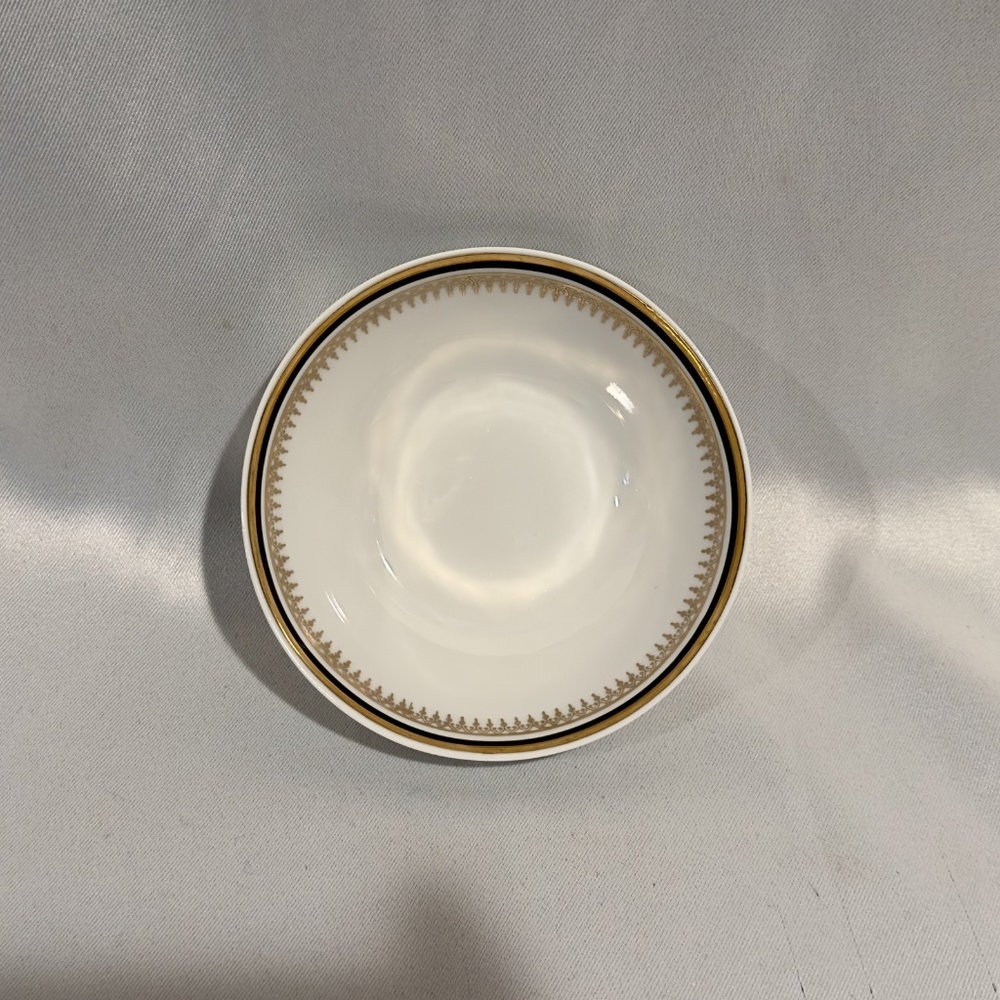 Chodziez Poland Porcelain Berry Bowl Black Gold Band Filigree